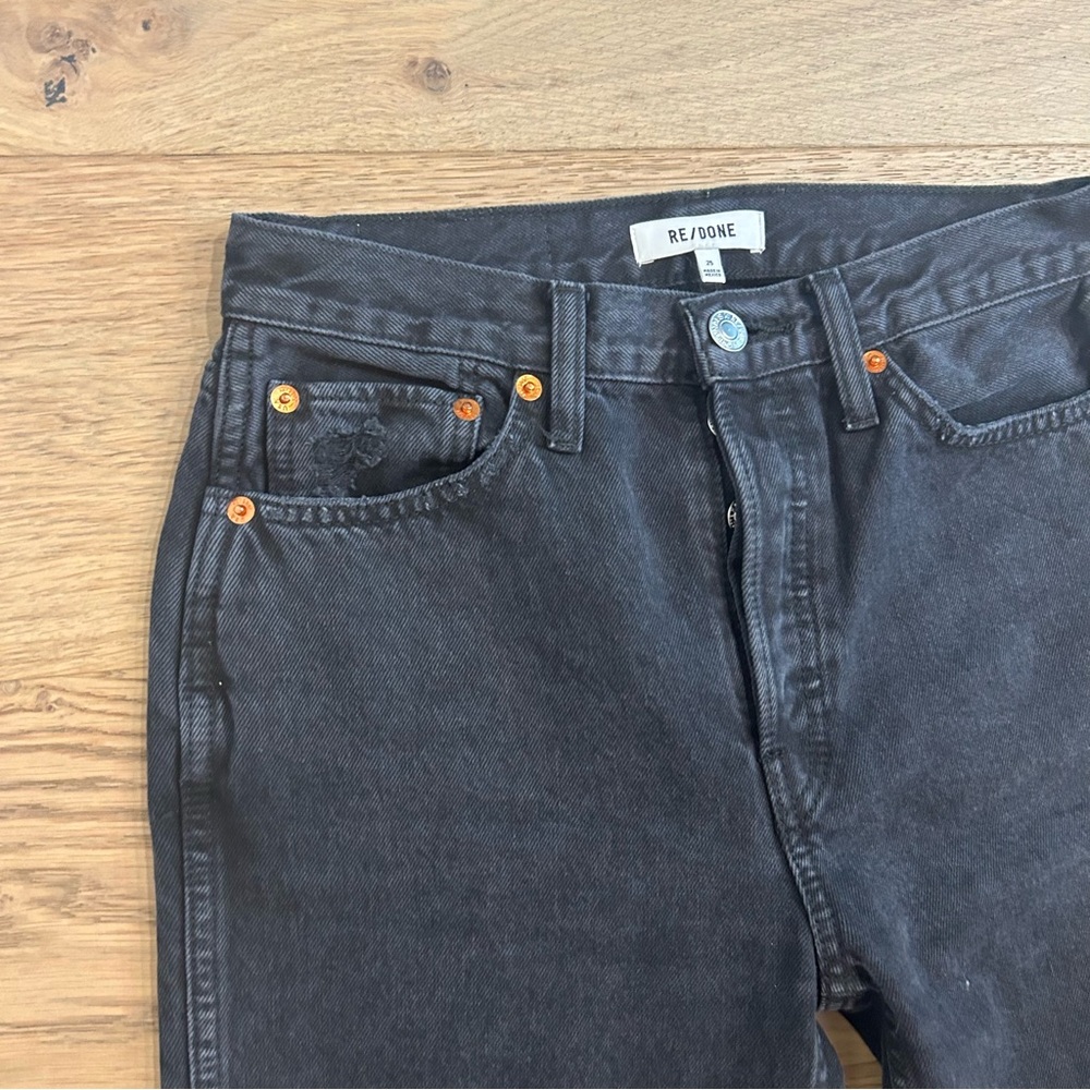 Redone 90's High Rise Loose Washed Black with Rips Distressed - Picture 4 of 13